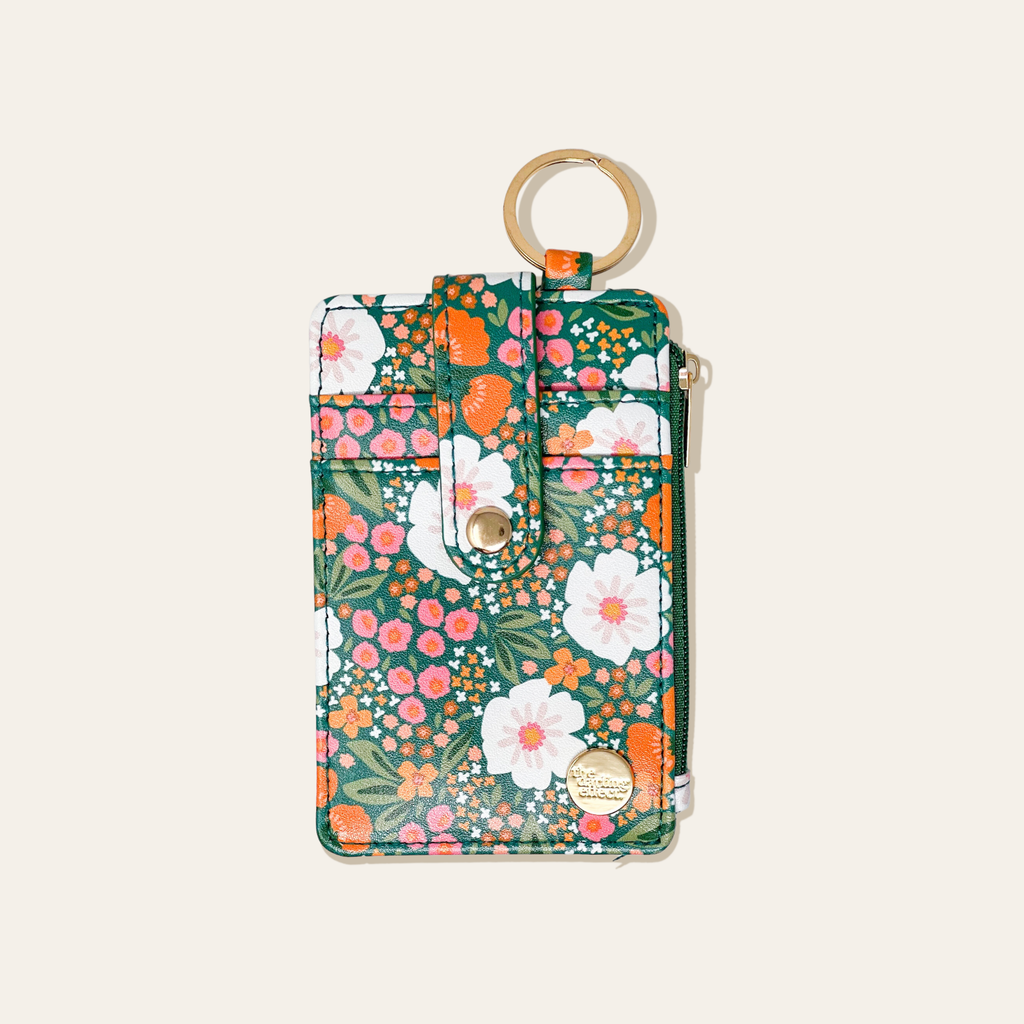Sweet Meadow Keychain Card Wallet - Dark Green & Orange - Freshie & Zero Studio Shop