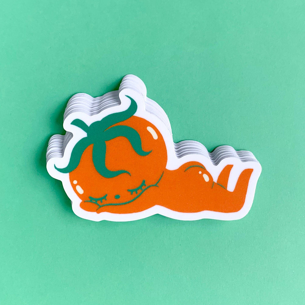 Sleepy Tomato Vinyl Sticker - Freshie & Zero Studio Shop