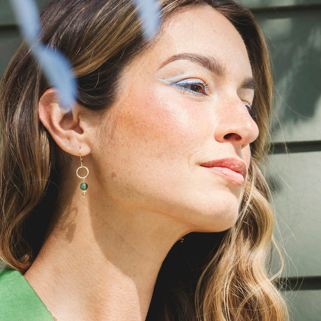 kelp green gemstone drop earrings - Freshie & Zero Studio Shop