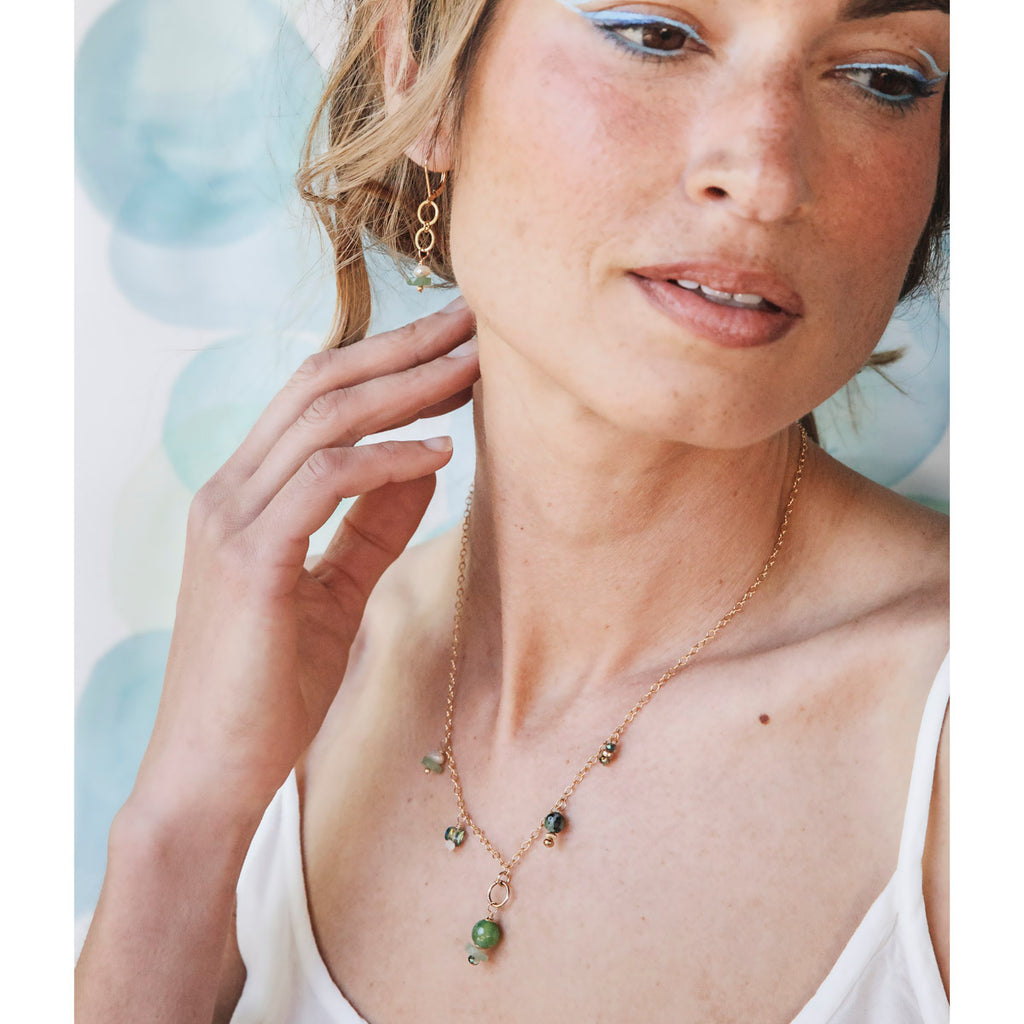 marine little gemstone earrings - Freshie & Zero Studio Shop