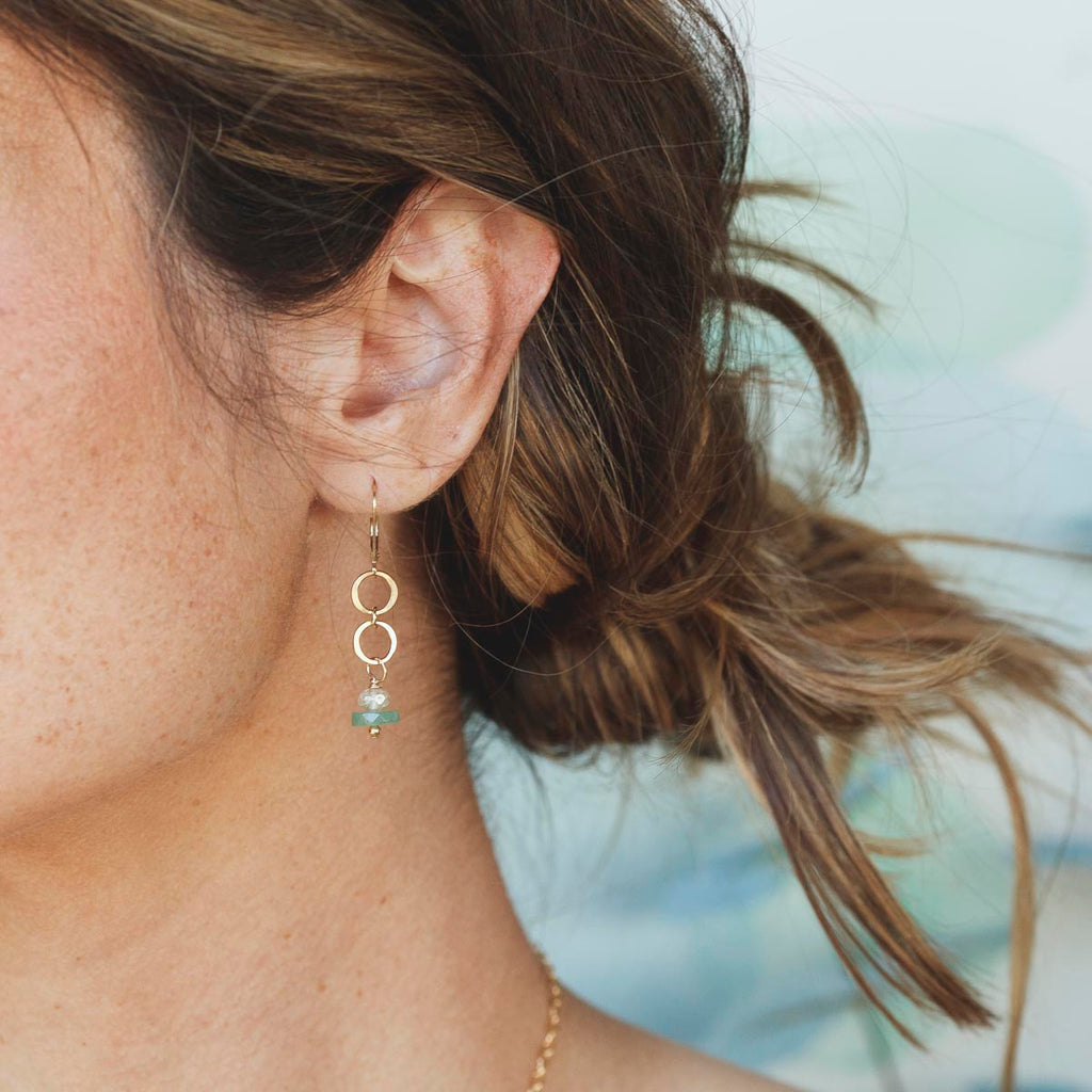 marine little gemstone earrings - Freshie & Zero Studio Shop