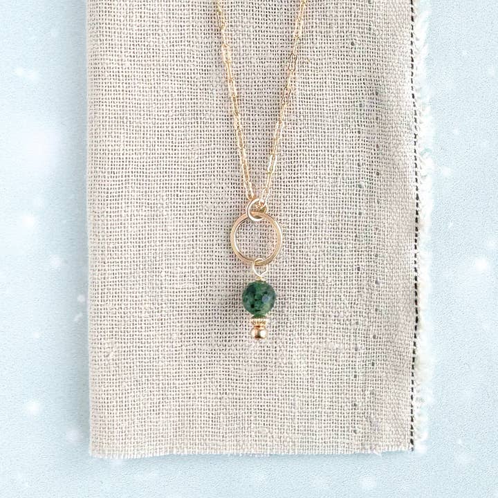 kelp green little gemstone necklace - Freshie & Zero Studio Shop