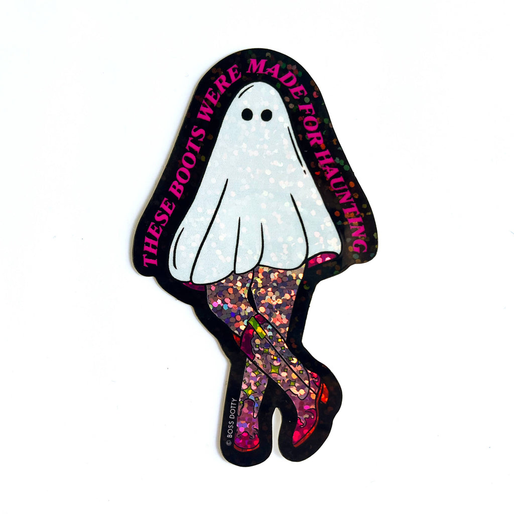 Haunting Boots Glitter Ghost Sticker - Freshie & Zero Studio Shop