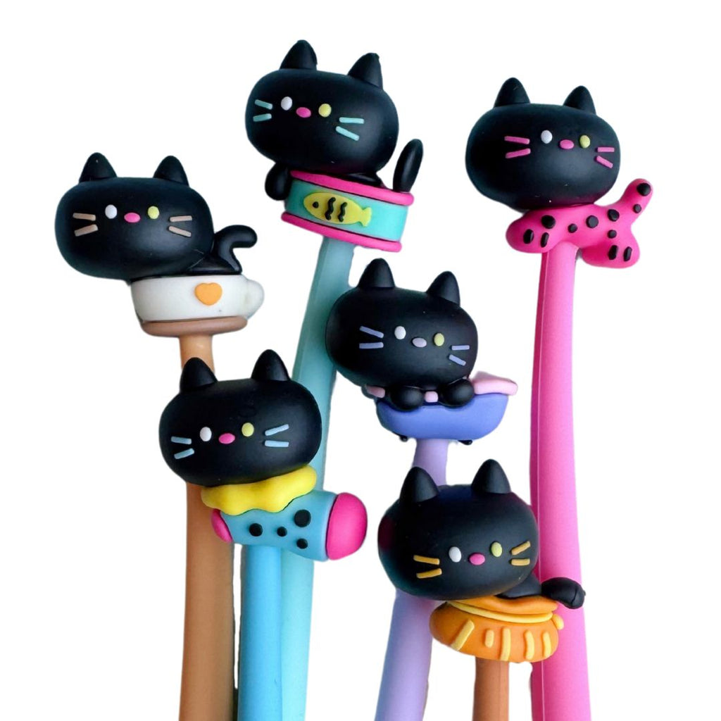 Silly Black Kitty Wiggle Gel Pen - Freshie & Zero Studio Shop