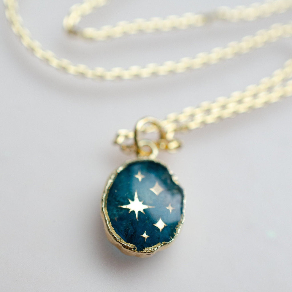 Celestial Apatite Gemstone Symbol Necklace by Jill Makes - Freshie & Zero Studio Shop