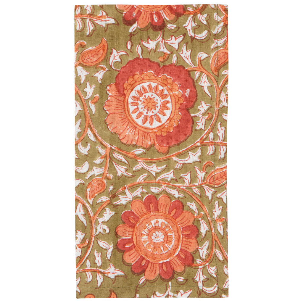 Zinnia Block Print Napkins - Set of 4 - Freshie & Zero Studio Shop