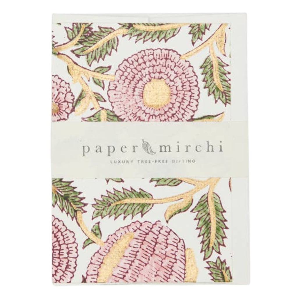 Marigold Glitz Blush Hand Block Printed Greeting Card - Freshie & Zero Studio Shop
