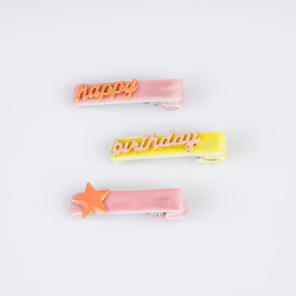 Happy Birthday Enamel Hair Clips Set - Freshie & Zero Studio Shop