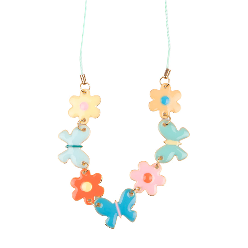 Butterflies and Flowers Enamel Charm Necklace - Freshie & Zero Studio Shop