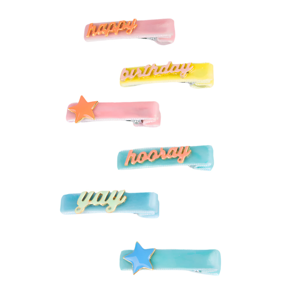 Happy Birthday Enamel Hair Clips Set - Freshie & Zero Studio Shop
