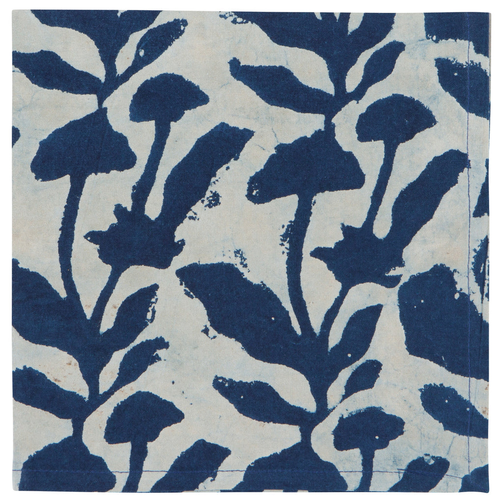Flourish Indigo Block Print Napkins - Set of 4 - Freshie & Zero Studio Shop
