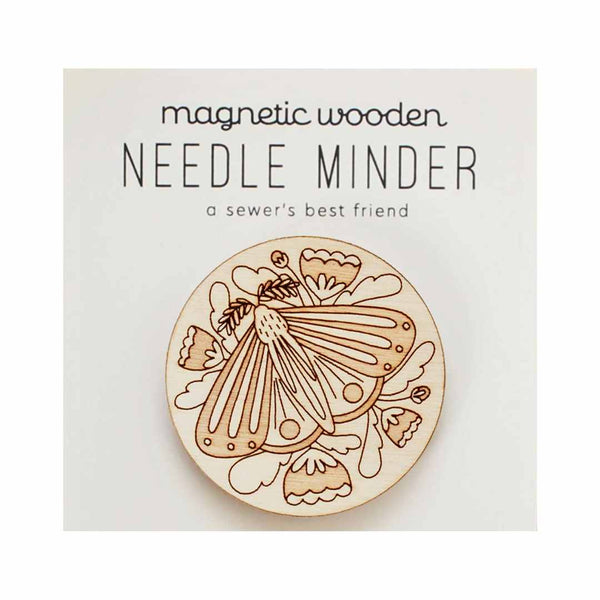 Magnetic Wooden Needle Minder: Floral Moth - Freshie & Zero Studio Shop