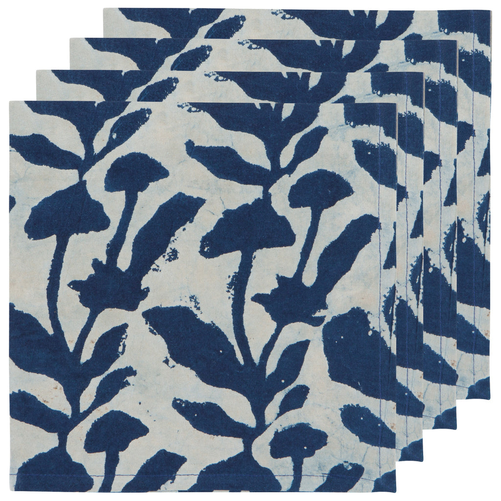 Flourish Indigo Block Print Napkins - Set of 4 - Freshie & Zero Studio Shop