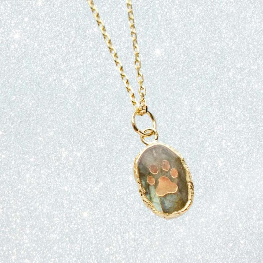 Paw Print Gemstone Necklace by Jill Makes - Freshie & Zero Studio Shop