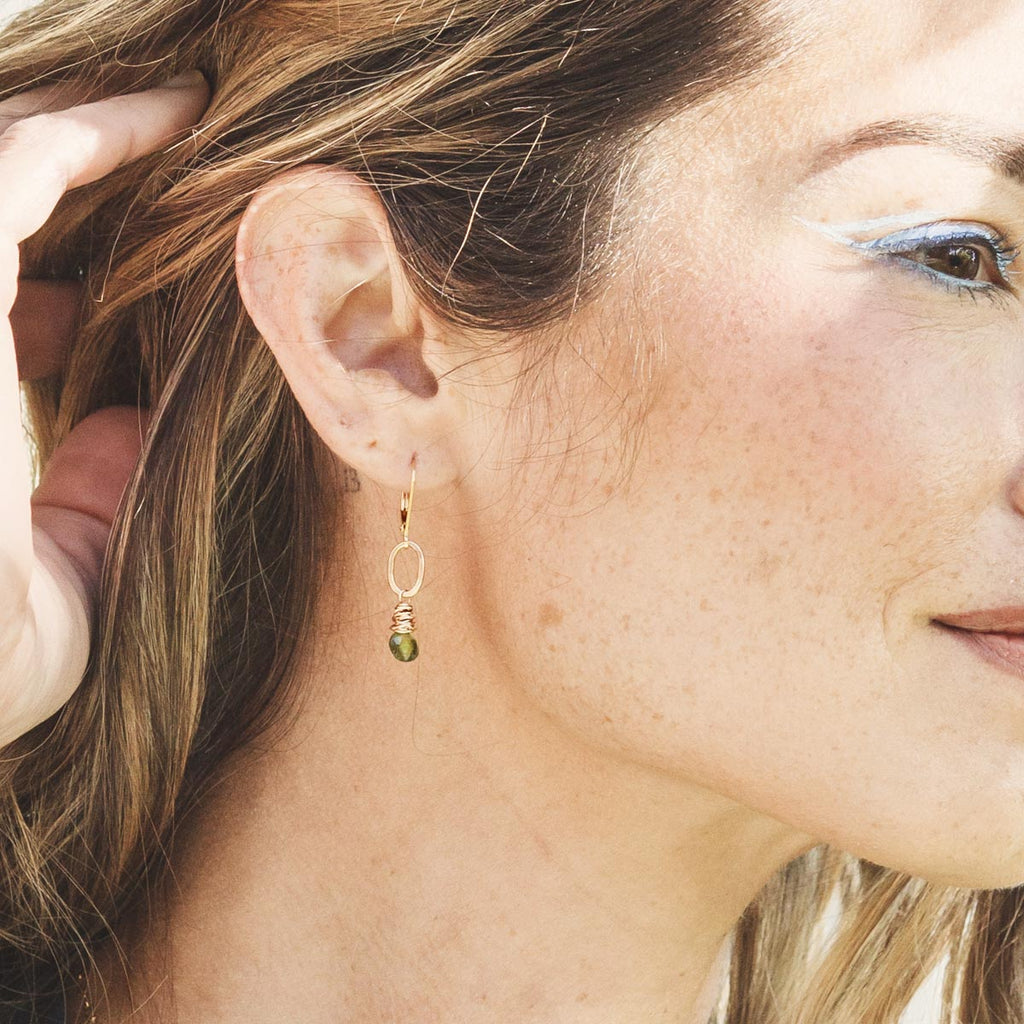 peridot bay gemstone drop earrings - Freshie & Zero Studio Shop