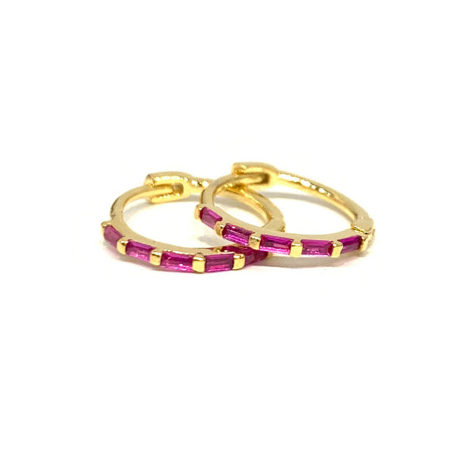 Charli Ruby Huggie Hoop Gold Earrings - Freshie & Zero Studio Shop