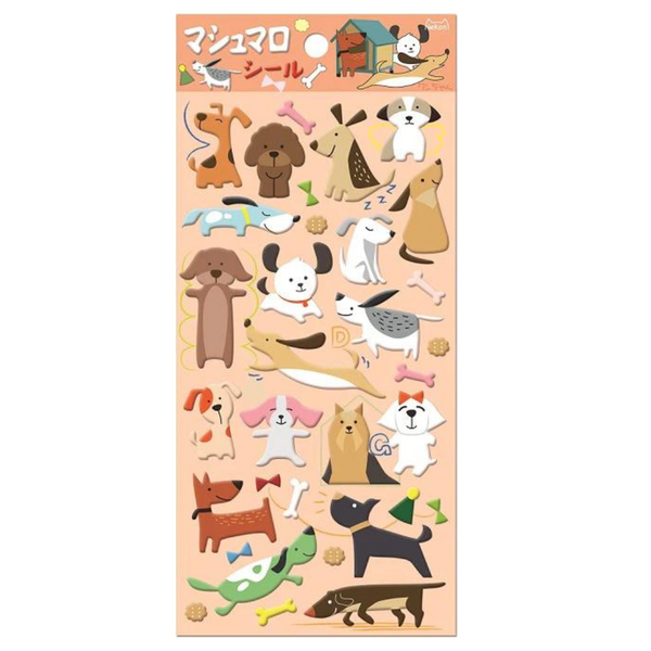 Kawaii Puffy Stickers Sheet: Cats & Dogs - Freshie & Zero Studio Shop