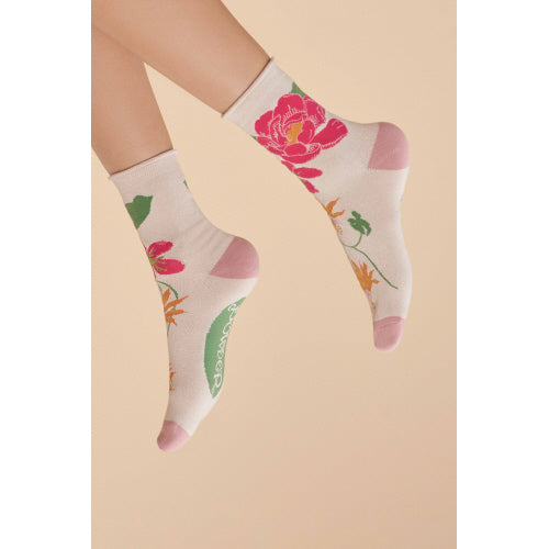 Tropical Flora in Coconut: Socks by Powder UK - Freshie & Zero Studio Shop