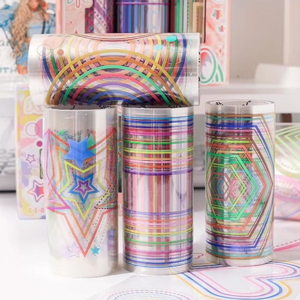 Geometric Waterproof Stickers: 3 Big Rolls - Freshie & Zero Studio Shop