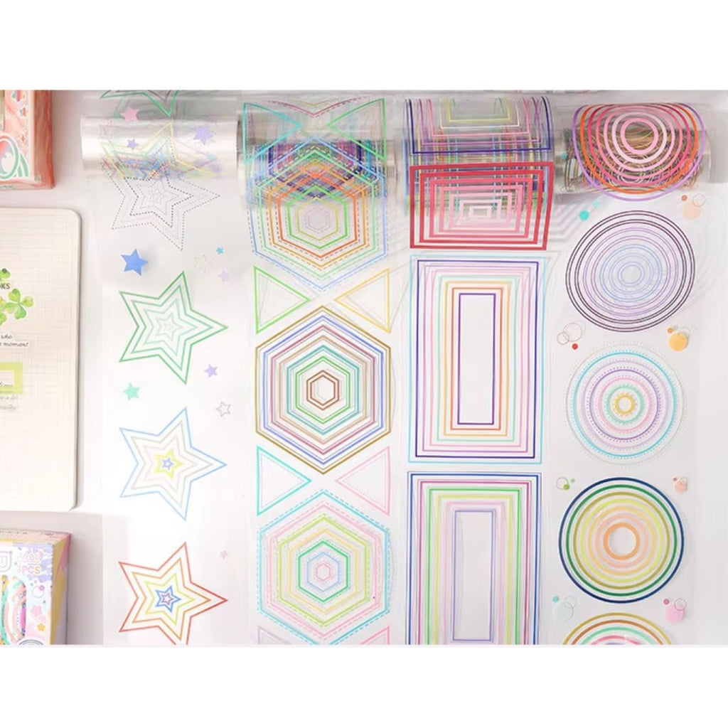 Geometric Waterproof Stickers: 3 Big Rolls - Freshie & Zero Studio Shop