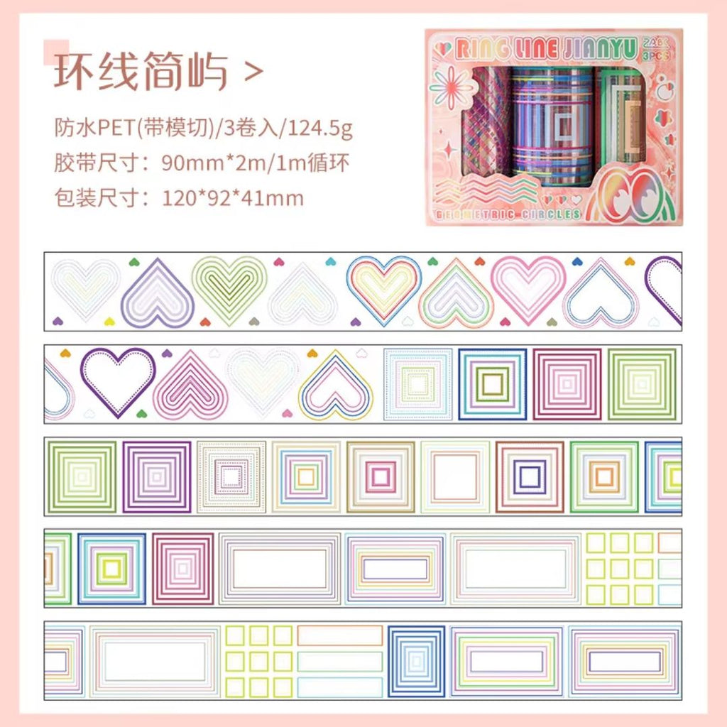 Geometric Waterproof Stickers: 3 Big Rolls - Freshie & Zero Studio Shop
