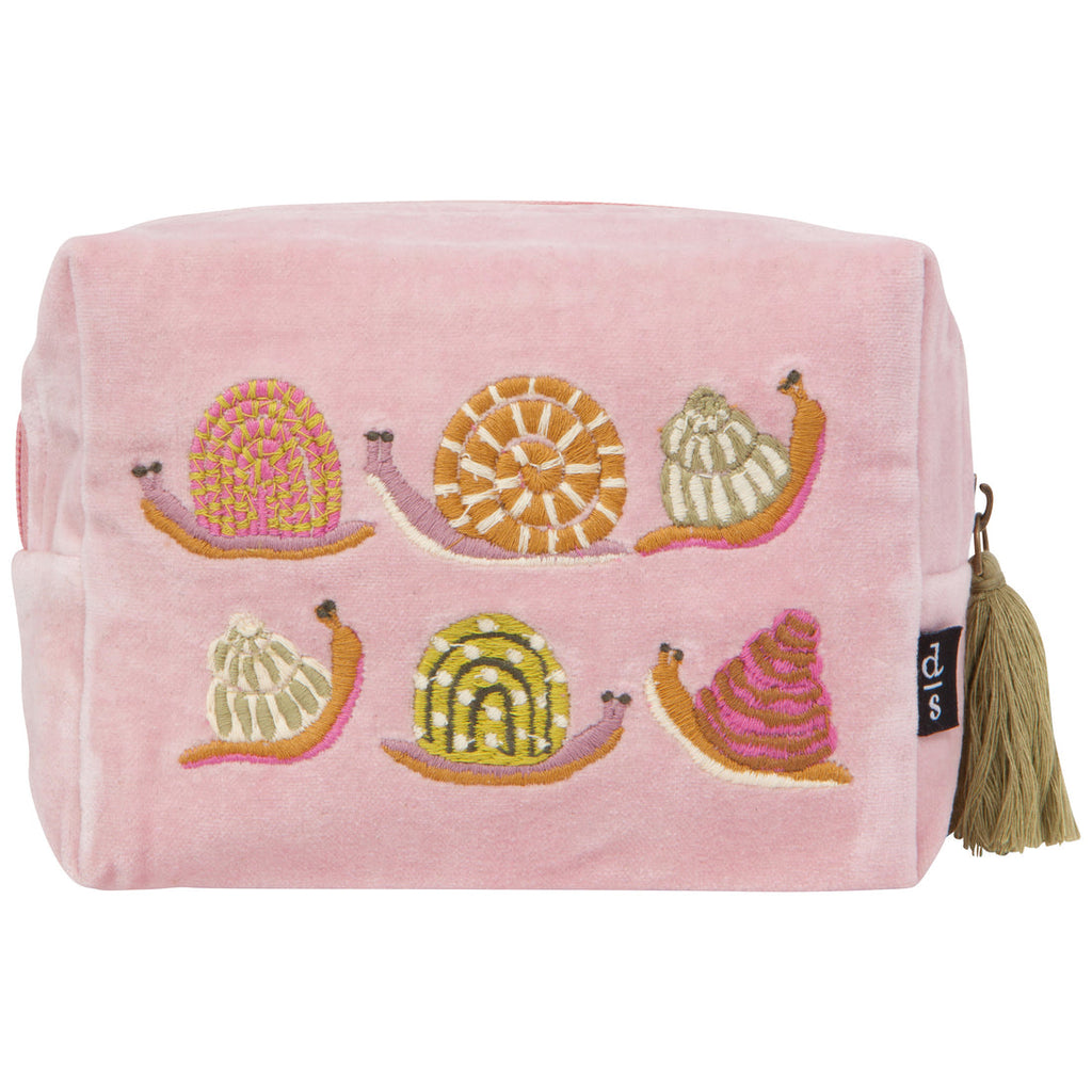 Gardenland Snails Velvet Embroidered Pouch - Freshie & Zero Studio Shop