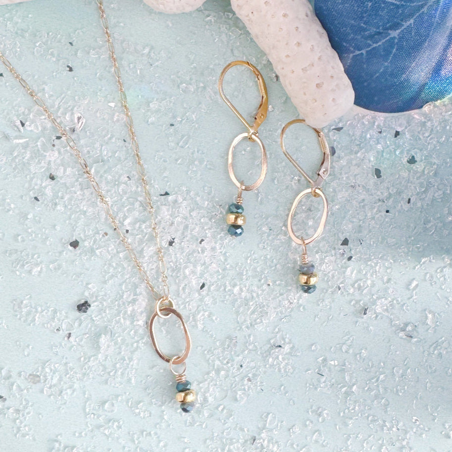 tidal blue gemstone drop earrings - Freshie & Zero Studio Shop