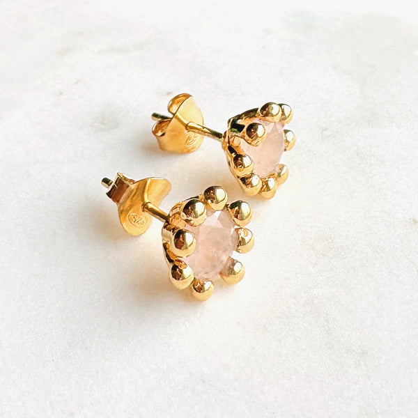 Starburst Gemstone Stud Earrings: rose quartz - Freshie & Zero Studio Shop