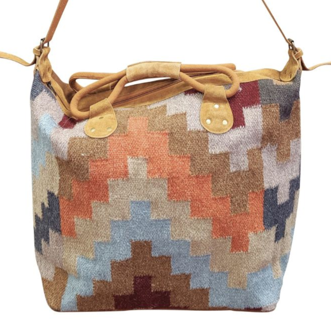 Fall Geometric Cotton Weekender Bag - Freshie & Zero Studio Shop