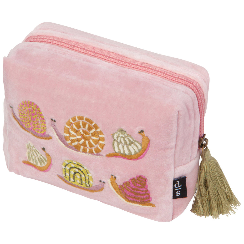 Gardenland Snails Velvet Embroidered Pouch - Freshie & Zero Studio Shop