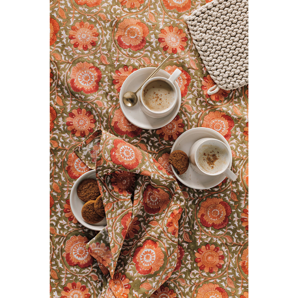 Zinnia Block Print Napkins - Set of 4 - Freshie & Zero Studio Shop