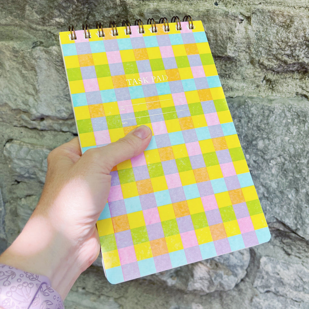Task Pad Notebook by Shorthand Press: Bright Plaid - Freshie & Zero Studio Shop