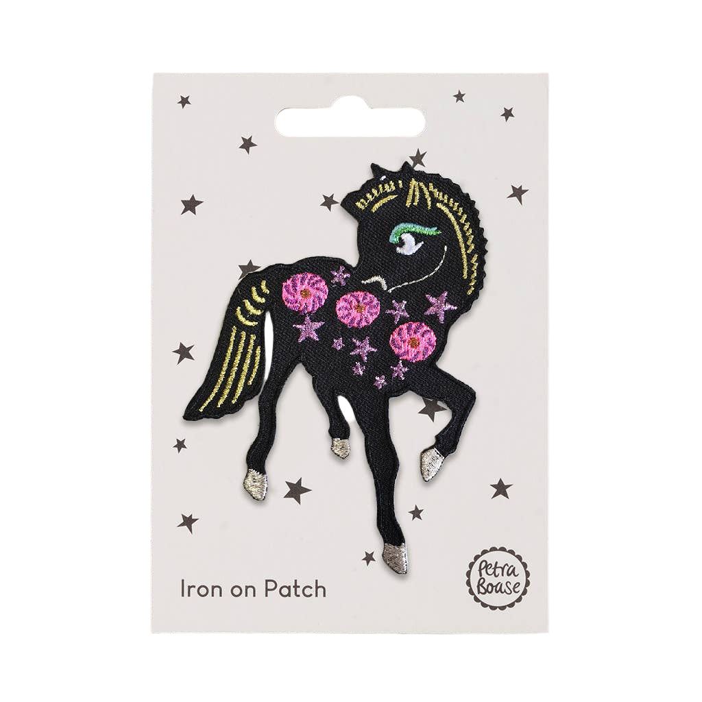 Iron on Patch - Fancy Black Pony - Freshie & Zero Studio Shop