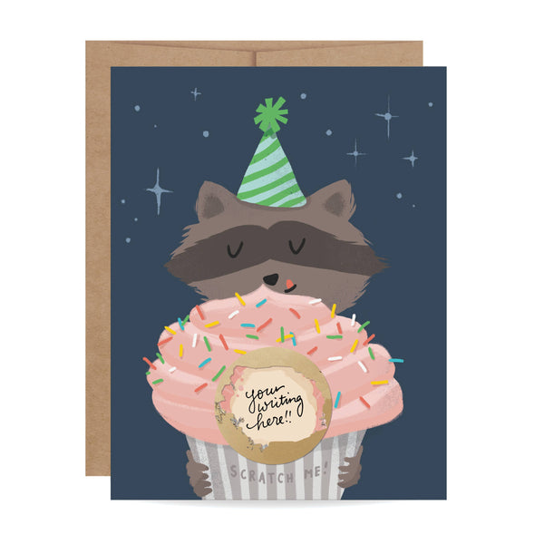 Raccoon Scratch-off - Birthday Card - Freshie & Zero Studio Shop