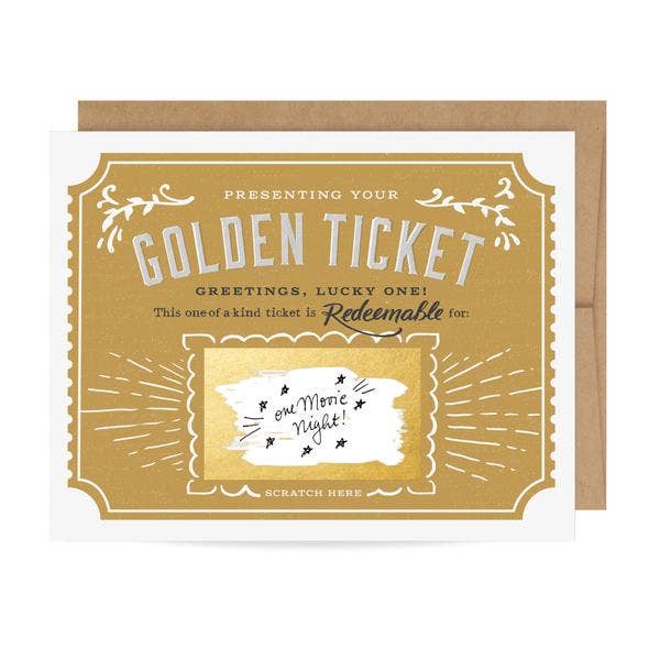 Golden Ticket Scratch-off - Birthday Card - Freshie & Zero Studio Shop