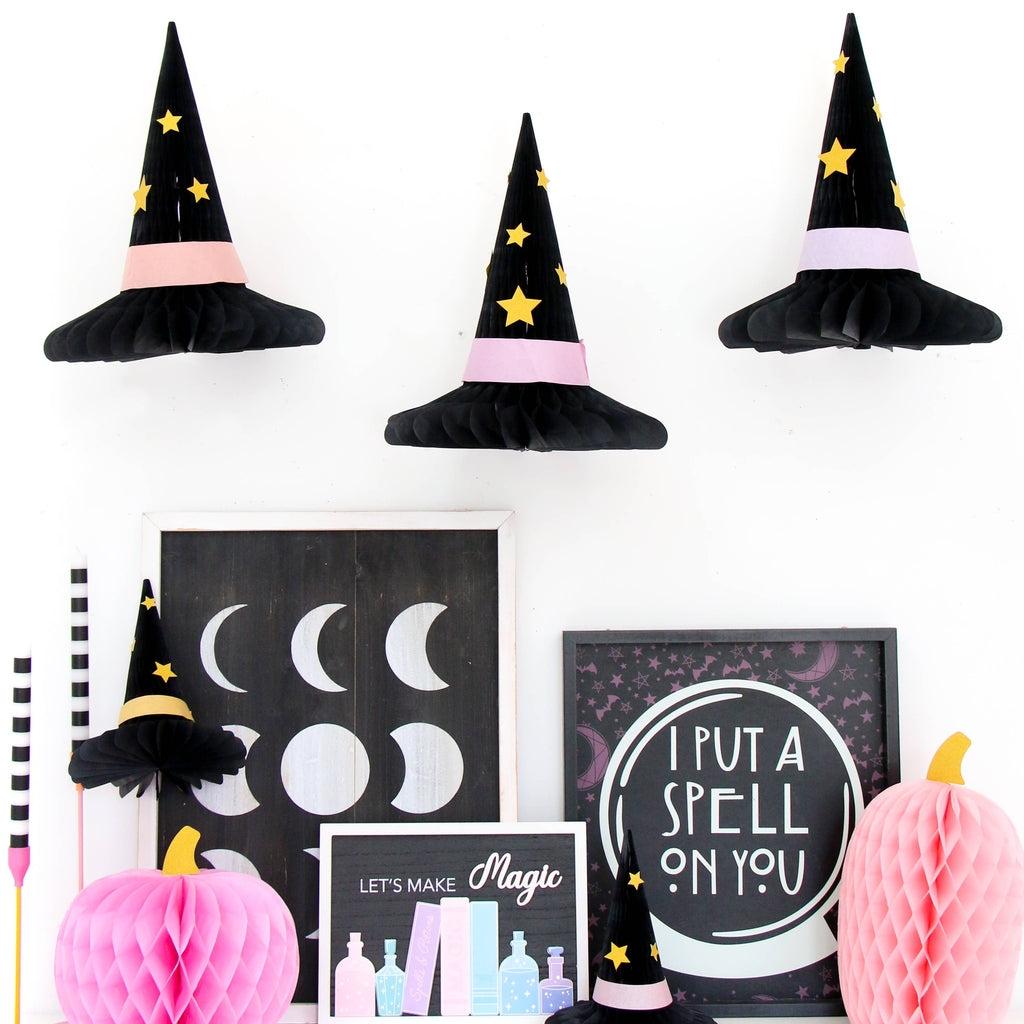 Honeycomb Paper Halloween Witch Hats - Freshie & Zero Studio Shop