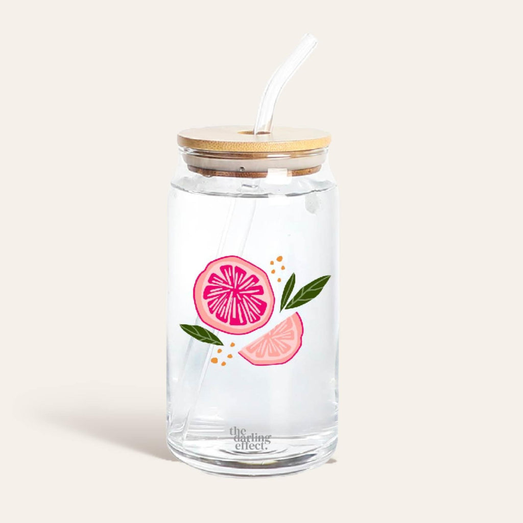 Iced Coffee Cup - Citrus Grapefruit Glass Drinkware - Freshie & Zero Studio Shop