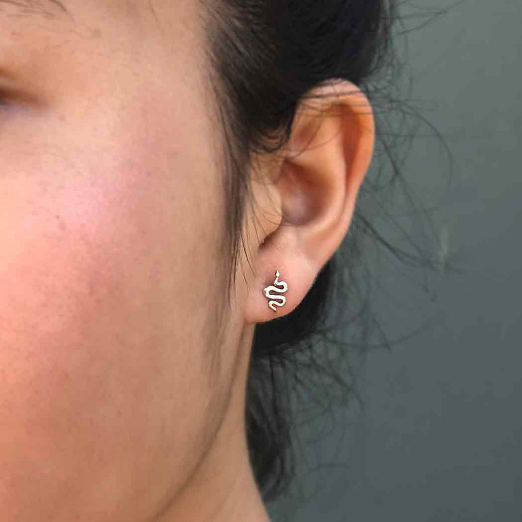 Tiny Stud Earrings: Snake - Freshie & Zero Studio Shop