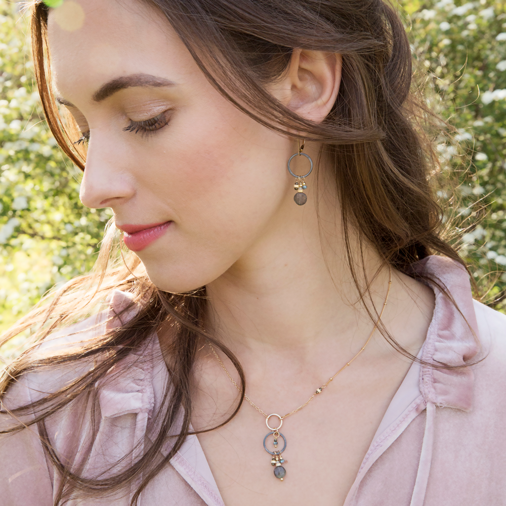 Portico Labradorite and Gold Dangle Earrings - Freshie & Zero