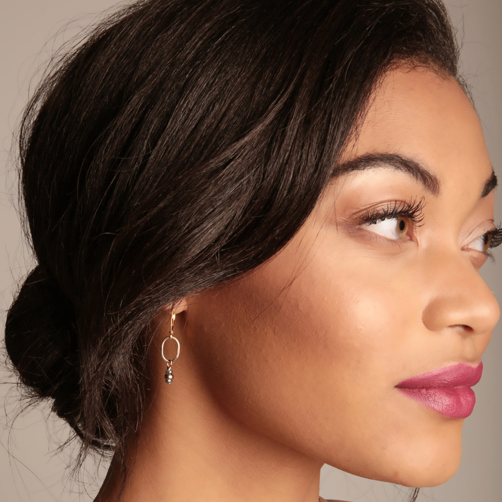 Tidal Blue Tiny Gold Earrings - Freshie & Zero