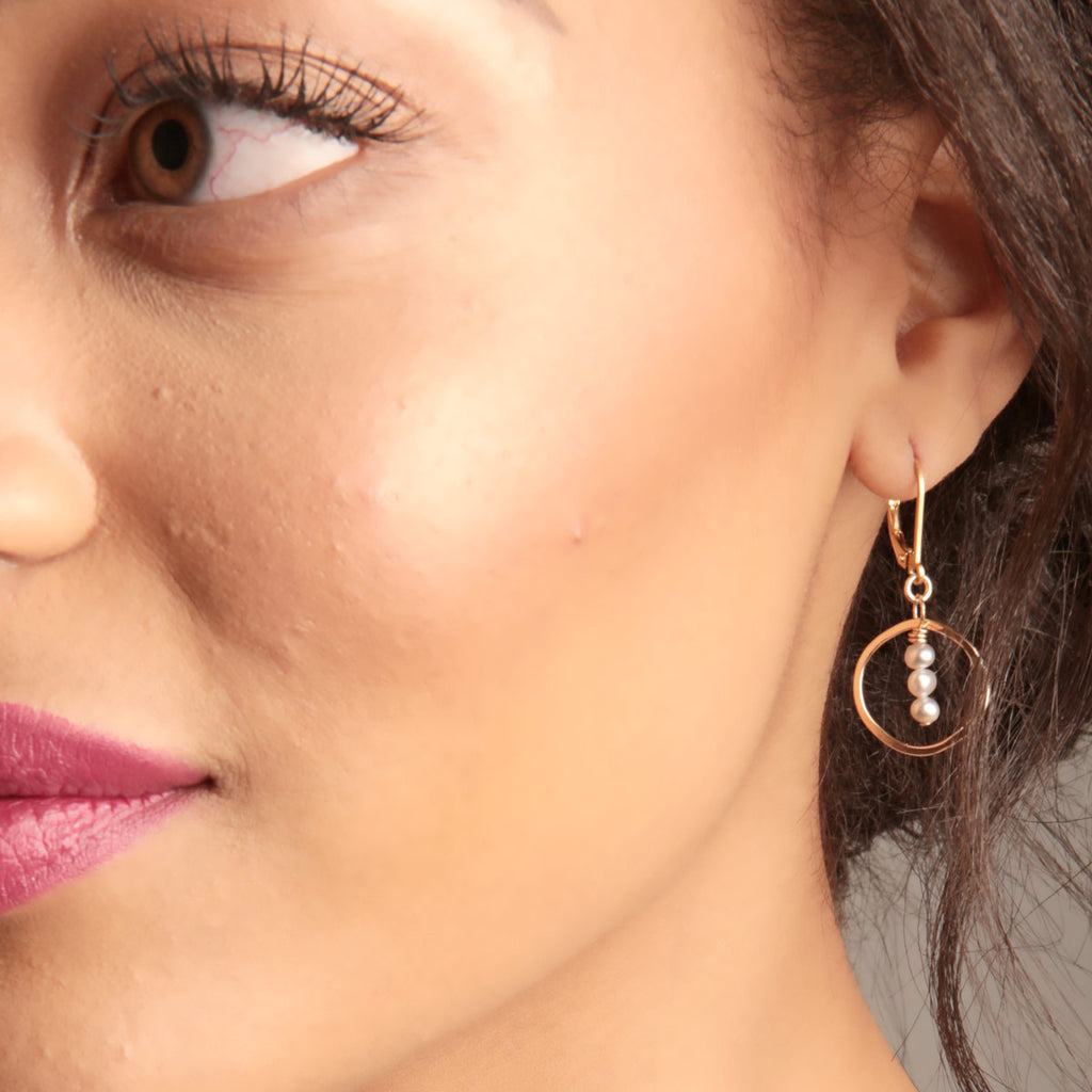 treble earrings - white pearls - Freshie & Zero