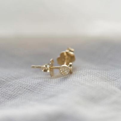 Stud Earrings Circle Fleck Diamond Dusted (extra tiny) - Freshie & Zero Studio Shop