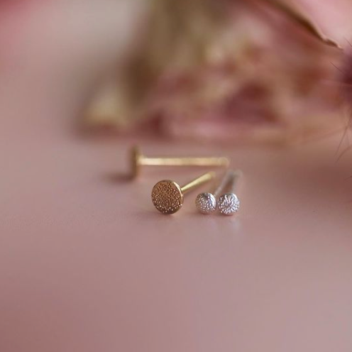 Stud Earrings Circle Fleck Diamond Dusted (extra tiny) - Freshie & Zero Studio Shop