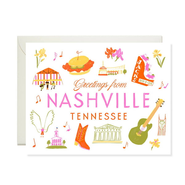 Greetings from Nashville Card - Freshie & Zero Studio Shop