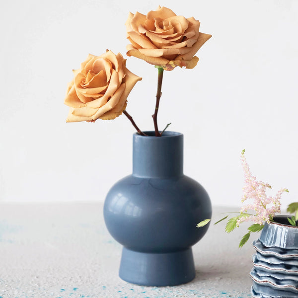 Stoneware Vase: Navy Blue - Freshie & Zero Studio Shop