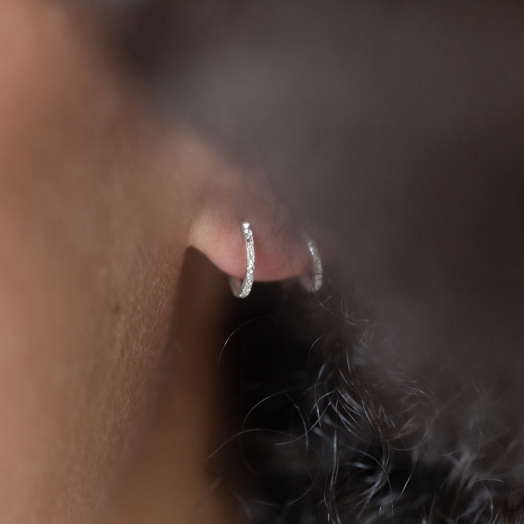 Tiny Huggie Hoop Diamond Dusted Earrings by Christina Kober - Freshie & Zero