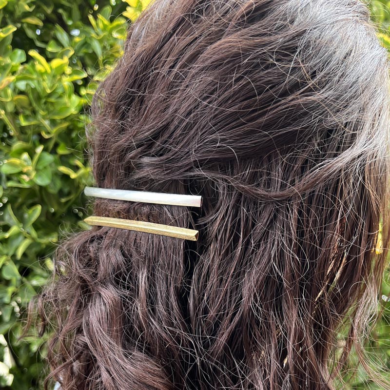 Long Metallic Stick Hair Barrettes - Freshie & Zero