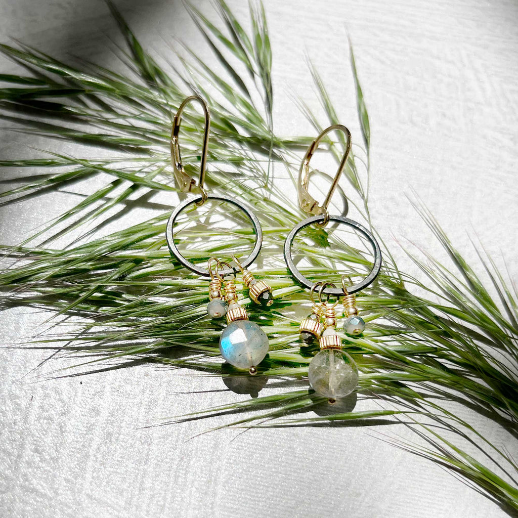 Portico Labradorite and Gold Dangle Earrings - Freshie & Zero Studio Shop