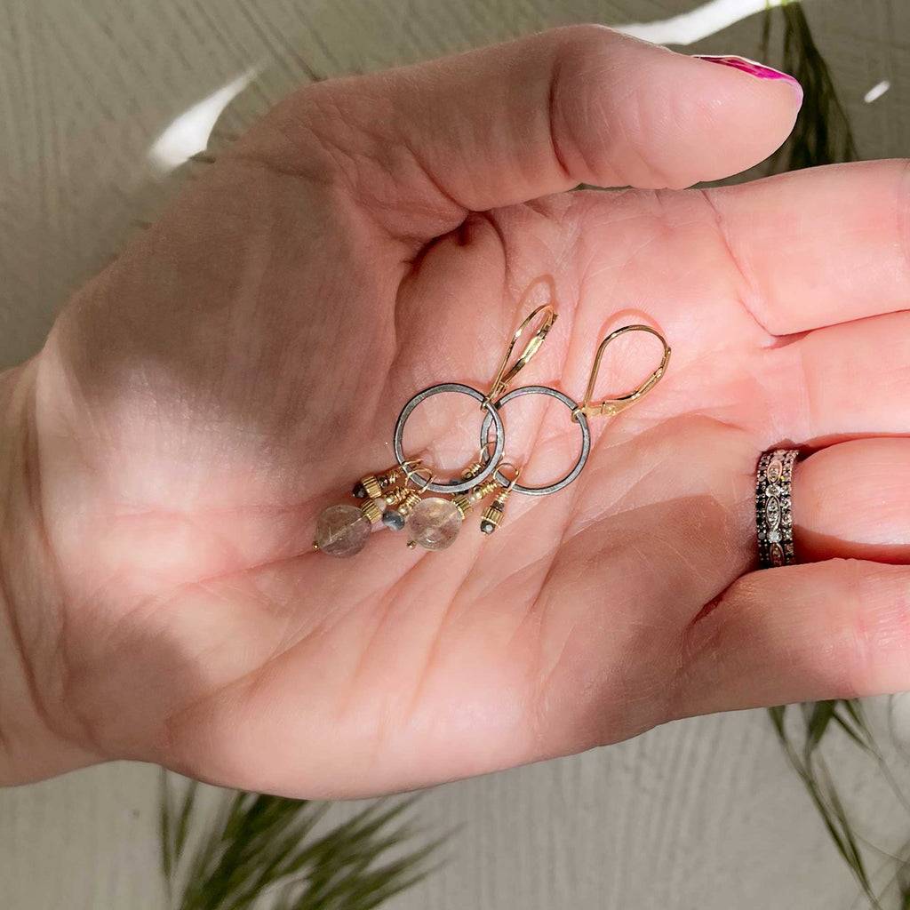 Portico Labradorite and Gold Dangle Earrings - Freshie & Zero Studio Shop