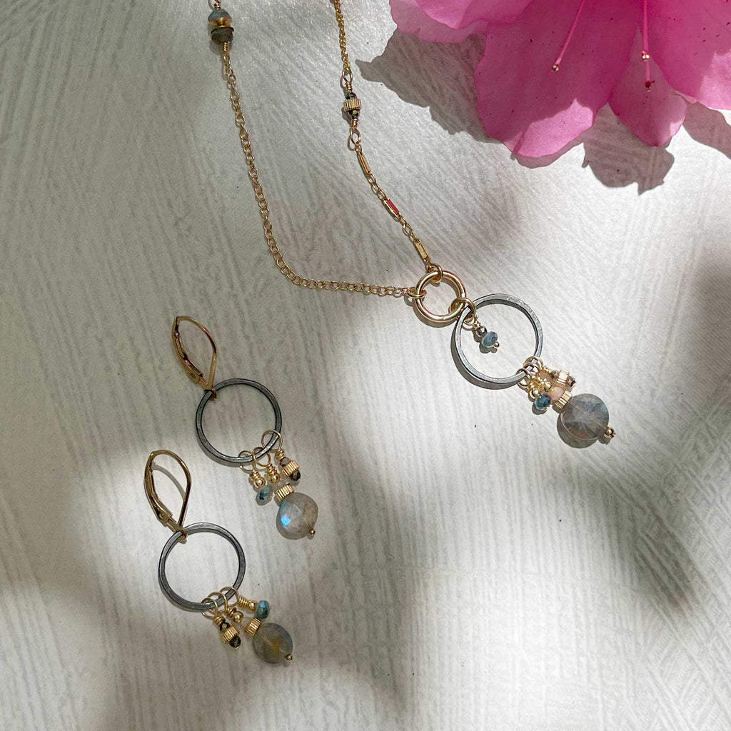 Portico Labradorite and Gold Dangle Earrings - Freshie & Zero Studio Shop